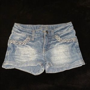 Light wash jean shorts
